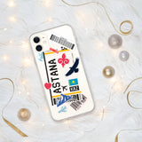 Astana Kazakhstan kazakh Flag iPhone Case 15 14 13 12 11 Pro Max Plus Mini Gift Travel Souvenir Personalized Custom City Name