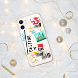 Beijing China Chinese Flag iPhone Case 15 14 13 12 11 Pro Max Plus Mini Gift Ideas Country Map Skyline Gift Travel  Souvenir