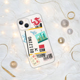 Beijing China Chinese Flag iPhone Case 15 14 13 12 11 Pro Max Plus Mini Gift Ideas Country Map Skyline Gift Travel  Souvenir