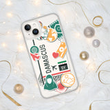 Damascus Syria Syrian Flag iPhone Case 15 14 13 12 11 Pro Max Plus Mini Gift Travel Souvenir Personalized Custom City Name