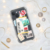 Beijing China Chinese Flag iPhone Case 15 14 13 12 11 Pro Max Plus Mini Gift Ideas Country Map Skyline Gift Travel  Souvenir