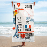 Paris France French Flag Beach Towel Pool Towel Bath Sauna Bathroom Vacation Travel Summer Towels Gift Beach Towel Pool Towel