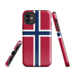 Norway Norwegian Flag iPhone Case 15 14 13 12 11 Pro Max Plus Mini Tough Fitted Hard Protective Shell Glossy Rubber Phone Case Gift Idea