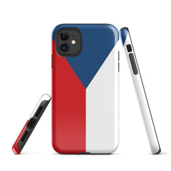 Czech Republic Czechia Česko Flag iPhone Case 15 14 13 12 11 Pro Max Plus Mini Tough Fitted Hard Protective Shell Glossy Rubber Phone Case