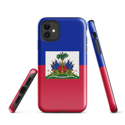 Haiti Haitian Flag iPhone Case 15 14 13 12 11 Pro Max Plus Mini Tough Fitted Hard Protective Shell Glossy Rubber Phone Case Gift Idea