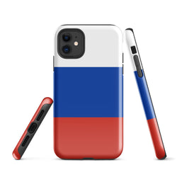 Russia Russian Flag iPhone Case 15 14 13 12 11 Pro Max Plus Mini Tough Fitted Hard Protective Shell Glossy Rubber Phone Case Gift Idea