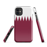 Qatar Qatari Flag iPhone Case 15 14 13 12 11 Pro Max Plus Mini Tough Fitted Hard Protective Shell Glossy Rubber Phone Case Gift Idea