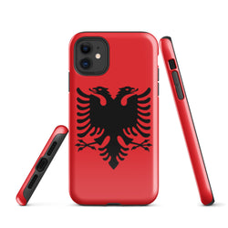 Albania Albanian Flag iPhone Case 15 14 13 12 11 Pro Max Plus Mini Tough Fitted Hard Protective Shell Glossy Rubber Phone Case Gift Idea