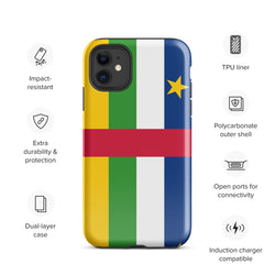 Central African Republic Flag iPhone Case 15 14 13 12 11 Pro Max Plus Mini Gift Travel Souvenir