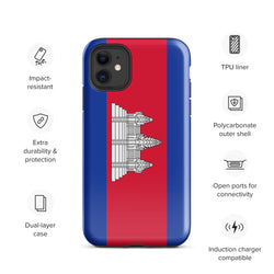 Cambodia Cambodian Flag iPhone Case 15 14 13 12 11 Pro Max Plus Mini Gift Travel Souvenir