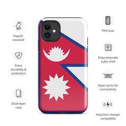 Nepal Nepalese Flag iPhone Case 15 14 13 12 11 Pro Max Plus Mini Gift Travel Souvenir