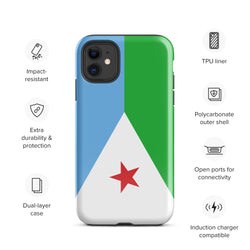 Djibouti Djiboutian Flag iPhone Case 15 14 13 12 11 Pro Max Plus Mini Gift Travel Souvenir