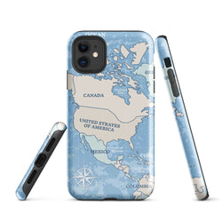 World map travelling North America iPhone Case 15 14 13 12 11 Pro Max Plus Mini Gift Travel Souvenir