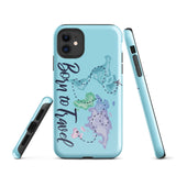 Born to travel iPhone Case 15 14 13 12 11 Pro Max Plus Mini Gift Travel Souvenir