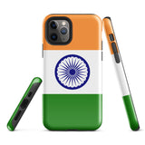 India Indian Flag iPhone Case 15 14 13 12 11 Pro Max Plus Mini Tough Fitted Hard Protective Shell Glossy Rubber Phone Case Gift Idea