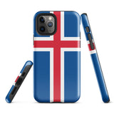 Iceland Island Icelandic Flag iPhone Case 15 14 13 12 11 Pro Max Plus Mini Tough Fitted Hard Protective Shell Glossy Rubber Phone Case Gift