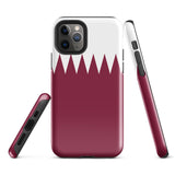 Qatar Qatari Flag iPhone Case 15 14 13 12 11 Pro Max Plus Mini Tough Fitted Hard Protective Shell Glossy Rubber Phone Case Gift Idea