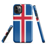 Iceland Island Icelandic Flag iPhone Case 15 14 13 12 11 Pro Max Plus Mini Tough Fitted Hard Protective Shell Glossy Rubber Phone Case Gift