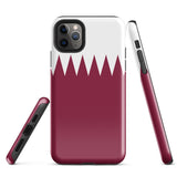 Qatar Qatari Flag iPhone Case 15 14 13 12 11 Pro Max Plus Mini Tough Fitted Hard Protective Shell Glossy Rubber Phone Case Gift Idea