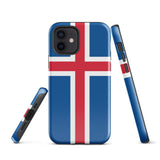 Iceland Island Icelandic Flag iPhone Case 15 14 13 12 11 Pro Max Plus Mini Tough Fitted Hard Protective Shell Glossy Rubber Phone Case Gift