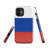 Russia Russian Flag iPhone Case 15 14 13 12 11 Pro Max Plus Mini Tough Fitted Hard Protective Shell Glossy Rubber Phone Case Gift Idea