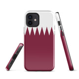 Qatar Qatari Flag iPhone Case 15 14 13 12 11 Pro Max Plus Mini Tough Fitted Hard Protective Shell Glossy Rubber Phone Case Gift Idea