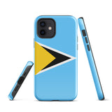 Saint Lucia Lucian Flag iPhone Case 15 14 13 12 11 Pro Max Plus Mini Gift Ideas Country Map Skyline Gift For Her Him Ideas Travel  Souvenir