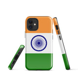 India Indian Flag iPhone Case 15 14 13 12 11 Pro Max Plus Mini Tough Fitted Hard Protective Shell Glossy Rubber Phone Case Gift Idea