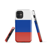 Russia Russian Flag iPhone Case 15 14 13 12 11 Pro Max Plus Mini Tough Fitted Hard Protective Shell Glossy Rubber Phone Case Gift Idea