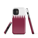 Qatar Qatari Flag iPhone Case 15 14 13 12 11 Pro Max Plus Mini Tough Fitted Hard Protective Shell Glossy Rubber Phone Case Gift Idea