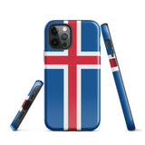 Iceland Island Icelandic Flag iPhone Case 15 14 13 12 11 Pro Max Plus Mini Tough Fitted Hard Protective Shell Glossy Rubber Phone Case Gift