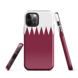 Qatar Qatari Flag iPhone Case 15 14 13 12 11 Pro Max Plus Mini Tough Fitted Hard Protective Shell Glossy Rubber Phone Case Gift Idea