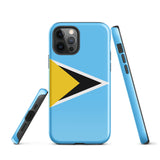 Saint Lucia Lucian Flag iPhone Case 15 14 13 12 11 Pro Max Plus Mini Gift Ideas Country Map Skyline Gift For Her Him Ideas Travel  Souvenir