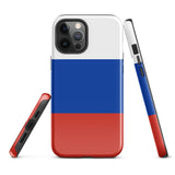 Russia Russian Flag iPhone Case 15 14 13 12 11 Pro Max Plus Mini Tough Fitted Hard Protective Shell Glossy Rubber Phone Case Gift Idea