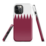 Qatar Qatari Flag iPhone Case 15 14 13 12 11 Pro Max Plus Mini Tough Fitted Hard Protective Shell Glossy Rubber Phone Case Gift Idea