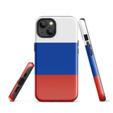 Russia Russian Flag iPhone Case 15 14 13 12 11 Pro Max Plus Mini Tough Fitted Hard Protective Shell Glossy Rubber Phone Case Gift Idea