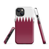 Qatar Qatari Flag iPhone Case 15 14 13 12 11 Pro Max Plus Mini Tough Fitted Hard Protective Shell Glossy Rubber Phone Case Gift Idea