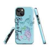 Born to travel iPhone Case 15 14 13 12 11 Pro Max Plus Mini Gift Travel Souvenir