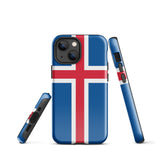 Iceland Island Icelandic Flag iPhone Case 15 14 13 12 11 Pro Max Plus Mini Tough Fitted Hard Protective Shell Glossy Rubber Phone Case Gift