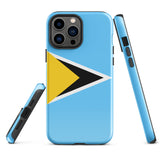 Saint Lucia Lucian Flag iPhone Case 15 14 13 12 11 Pro Max Plus Mini Gift Ideas Country Map Skyline Gift For Her Him Ideas Travel  Souvenir