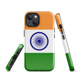 India Indian Flag iPhone Case 15 14 13 12 11 Pro Max Plus Mini Tough Fitted Hard Protective Shell Glossy Rubber Phone Case Gift Idea