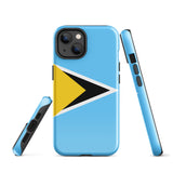 Saint Lucia Lucian Flag iPhone Case 15 14 13 12 11 Pro Max Plus Mini Gift Ideas Country Map Skyline Gift For Her Him Ideas Travel  Souvenir