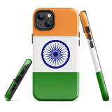 India Indian Flag iPhone Case 15 14 13 12 11 Pro Max Plus Mini Tough Fitted Hard Protective Shell Glossy Rubber Phone Case Gift Idea