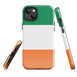 Ireland Éire Irish Flag iPhone Case 15 14 13 12 11 Pro Max Plus Mini Tough Fitted Hard Protective Shell Glossy Rubber Phone Case Gift Idea