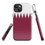 Qatar Qatari Flag iPhone Case 15 14 13 12 11 Pro Max Plus Mini Tough Fitted Hard Protective Shell Glossy Rubber Phone Case Gift Idea