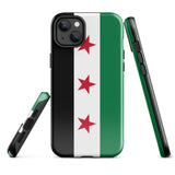 Funda para iPhone 15, 14, 13, 12 y 11 Pro Max Plus Mini con la bandera de Siria gratis Ideas de regalo Mapa del país Horizonte Regalo para ella Ideas para él Recuerdo de viaje