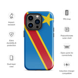 Democratic Republic of the Congo Kinshasa Flag iPhone Case 15 14 13 12 11 Pro Max Plus Mini Gift Travel Souvenir