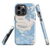 World map travelling North America iPhone Case 15 14 13 12 11 Pro Max Plus Mini Gift Travel Souvenir