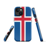 Iceland Island Icelandic Flag iPhone Case 15 14 13 12 11 Pro Max Plus Mini Tough Fitted Hard Protective Shell Glossy Rubber Phone Case Gift