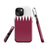 Qatar Qatari Flag iPhone Case 15 14 13 12 11 Pro Max Plus Mini Tough Fitted Hard Protective Shell Glossy Rubber Phone Case Gift Idea